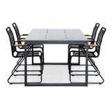 Helsinki Grey/Gladys zwart dining tuinset | 4 personen | polywood + touw | 160cm