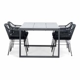 Helsinki Grey/Napels dining tuinset | 4 personen | polywood + wicker | 160cm