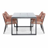 Helsinki Grey/Seville terra dining tuinset | 4 personen | polywood + touw | 160cm