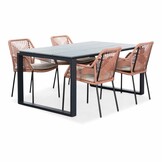 Helsinki Grey/Seville terra dining tuinset | 4 personen | polywood + touw | 160cm