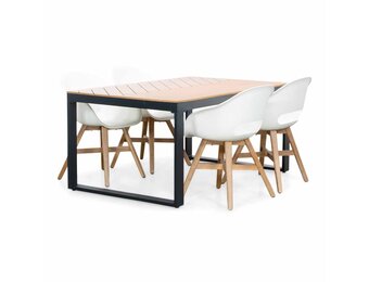 Kampa Natural/Karlstad wit dining tuinset | 4 personen | polywood + kunststof | 160cm