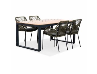 Kampa Natural/Seville olijfgroen dining tuinset | 4 personen | polywood + touw | 160cm