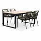 LUX outdoor living Kampa Natural/Seville olijfgroen dining tuinset | 4 personen | polywood + touw | 160cm