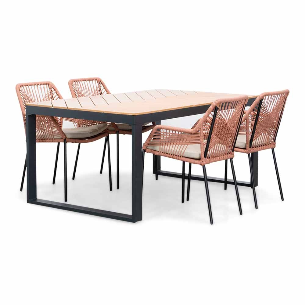 Kampa Natural/Seville terra dining tuinset | 4 personen | polywood + touw | 160cm afbeelding