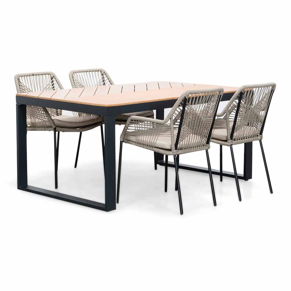 Kampa Natural/Seville zand dining tuinset | 4 personen | polywood + touw | 160cm afbeelding