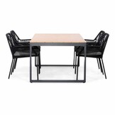 Kampa Natural/Seville zwart dining tuinset | 4 personen | polywood + touw | 160cm