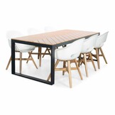 Kampa Natural/Karlstad wit dining tuinset | 6 personen | polywood + kunststof | 210cm