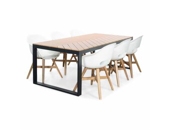 Kampa Natural/Karlstad wit dining tuinset | 6 personen | polywood + kunststof | 210cm