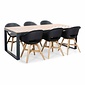 LUX outdoor living Kampa Natural/Karlstad zwart dining tuinset | 6 personen | polywood + kunststof | 210cm