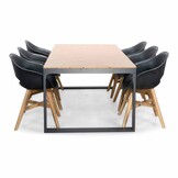 Kampa Natural/Karlstad zwart dining tuinset | 6 personen | polywood + kunststof | 210cm