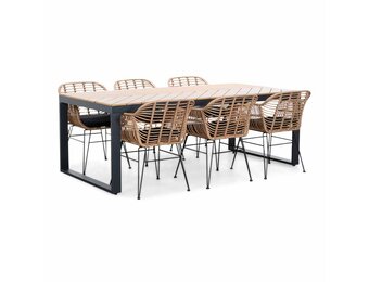 Kampa Natural/Lola dining tuinset | 6 personen | polywood + wicker | 210cm