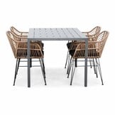 Manchester/Lola dining tuinset | 4 personen | aluminium + wicker | 150cm