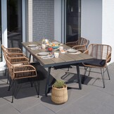 Manchester/Lola dining tuinset | 4 personen | aluminium + wicker | 150cm