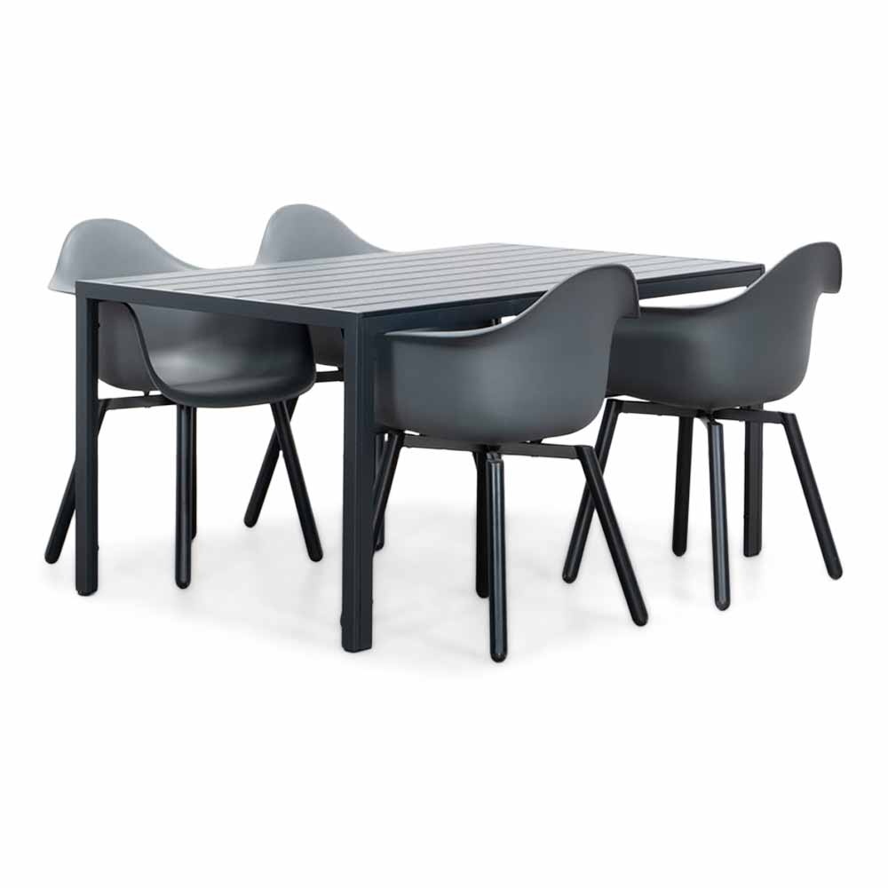 Manchester/Montreux dining tuinset | 4 personen | aluminium + kunststof | 150cm