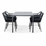 Manchester/Napels dining tuinset | 4 personen | aluminium + wicker | 150cm