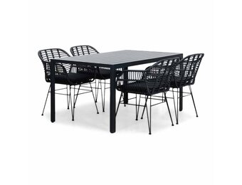 Manchester/Napels dining tuinset | 4 personen | aluminium + wicker | 150cm