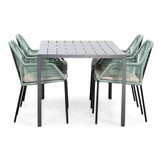 Manchester/Seville mint dining tuinset | 4 personen | aluminium + touw | 150cm