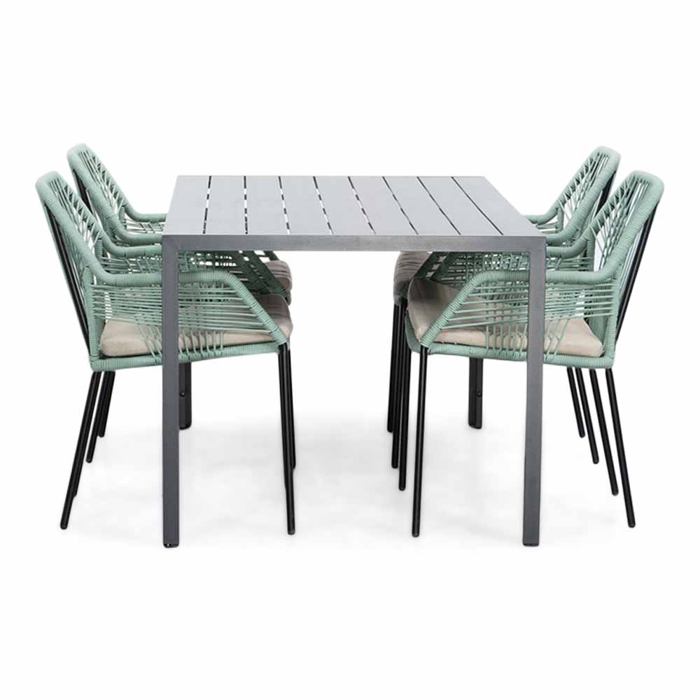 Manchester/Seville mint dining tuinset | 4 personen | aluminium + touw | 150cm
