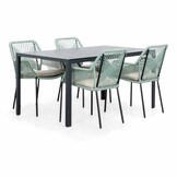 Manchester/Seville mint dining tuinset | 4 personen | aluminium + touw | 150cm