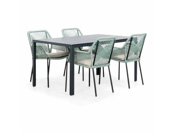Manchester/Seville mint dining tuinset | 4 personen | aluminium + touw | 150cm