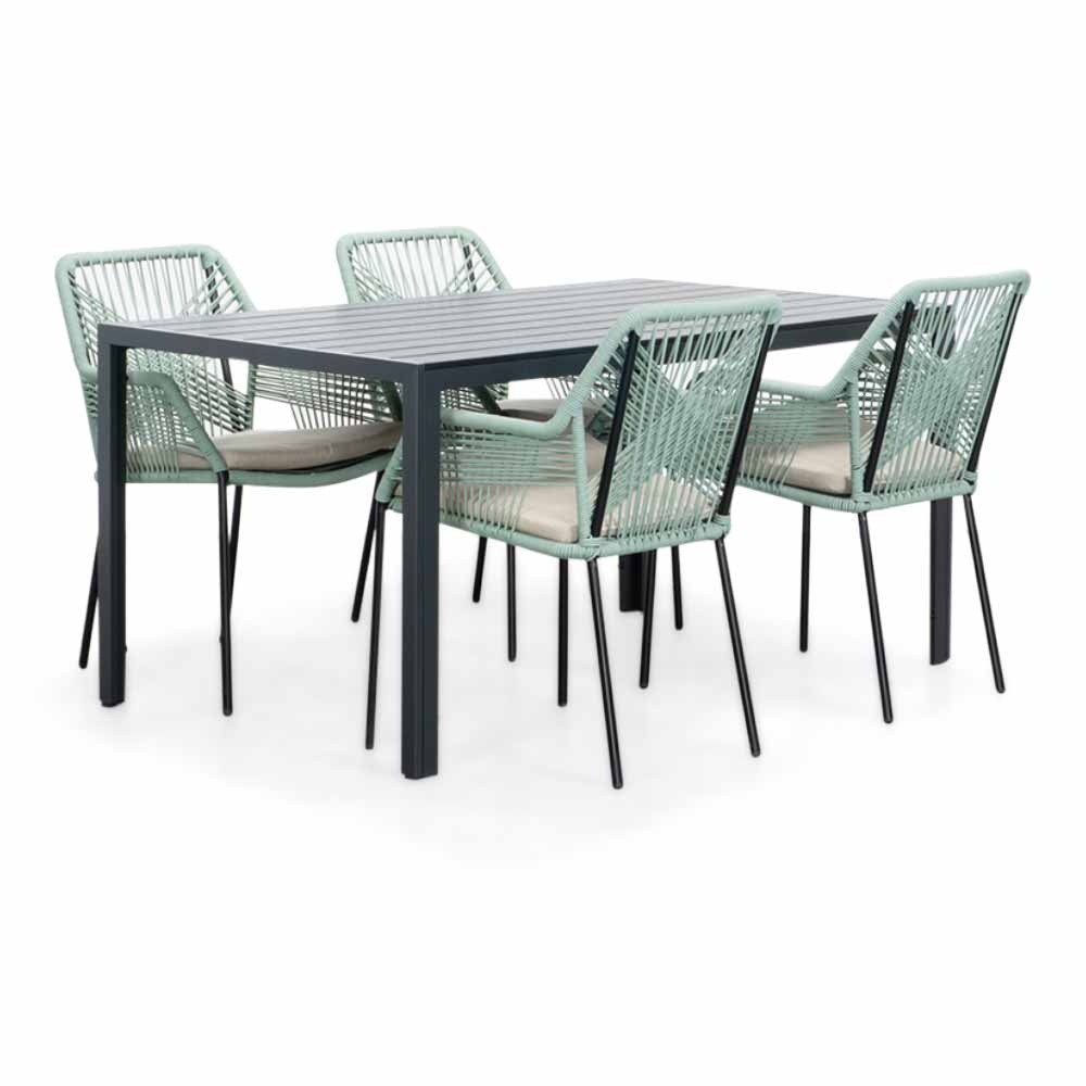 Manchester/Seville mint dining tuinset | 4 personen | aluminium + touw | 150cm