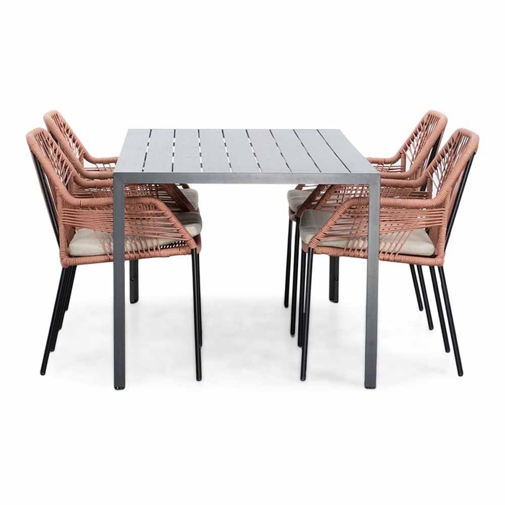 Manchester/Seville terra dining tuinset 5-delig | aluminium + touw | 150cm
