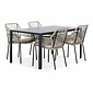 LUX outdoor living Manchester/Seville zand dining tuinset | 4 personen | aluminium + touw | 150cm