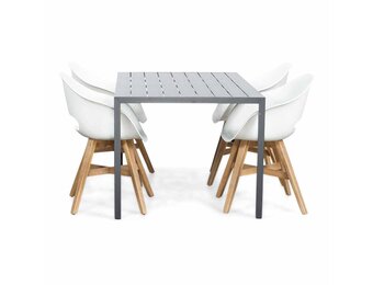Manchester/Karlstad wit dining tuinset | 4 personen | aluminium + kunststof | 150cm