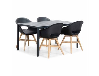 Manchester/Karlstad zwart dining tuinset | 4 personen | aluminium + kunststof | 150cm