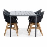 Manchester/Karlstad zwart dining tuinset | 4 personen | aluminium + kunststof | 150cm