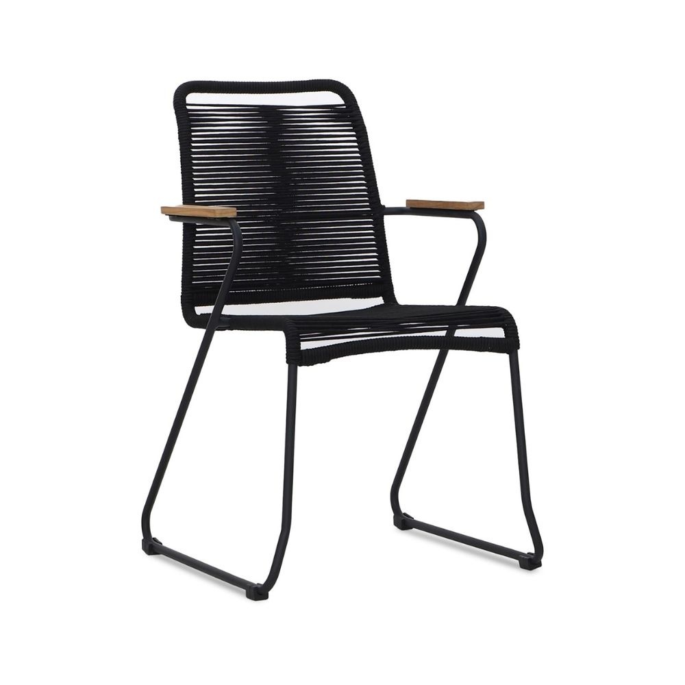Manchester/Gladys zwart dining tuinset | 4 personen | aluminium + touw | 150cm