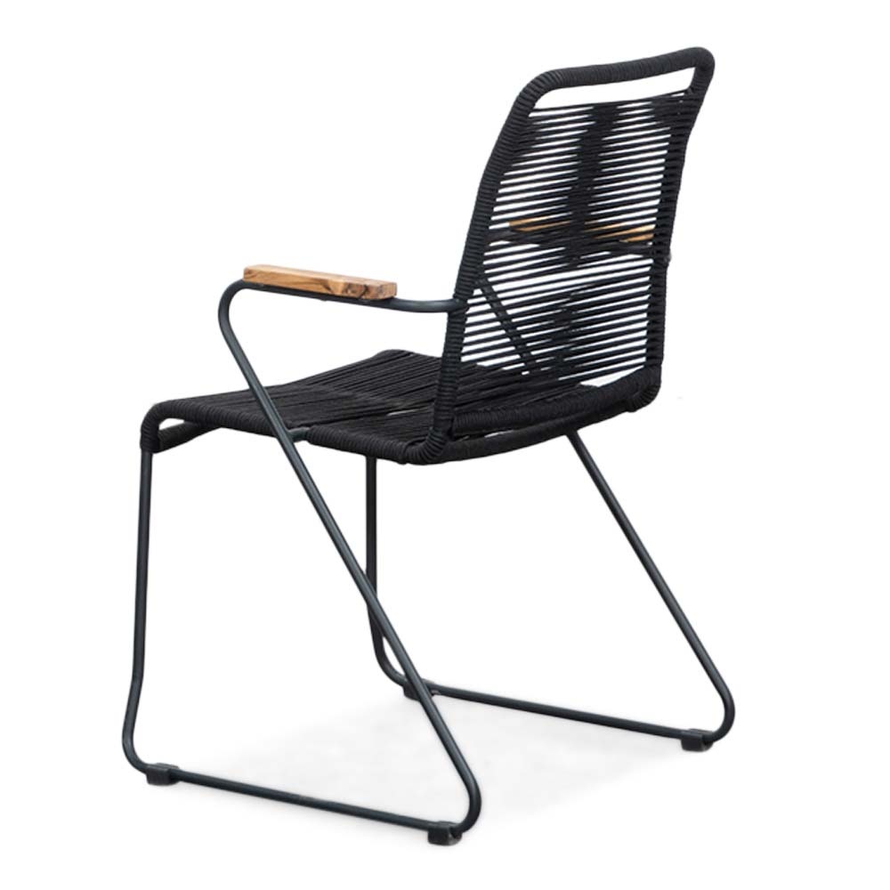 Manchester/Gladys zwart dining tuinset | 4 personen | aluminium + touw | 150cm