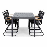 Manchester/Gladys zwart dining tuinset | 6 personen | aluminium + touw | 205cm