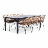 Manchester/Lola dining tuinset | 6 personen | aluminium + wicker | 205cm