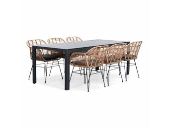Manchester/Lola dining tuinset | 6 personen | aluminium + wicker | 205cm