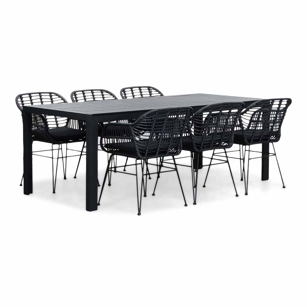 Manchester/Napels dining tuinset | 6 personen | aluminium + wicker | 205cm