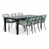 Manchester/Seville mint dining tuinset | 6 personen | aluminium + touw | 205cm