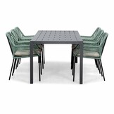 Manchester/Seville mint dining tuinset | 6 personen | aluminium + touw | 205cm