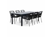 Manchester/Seville zwart dining tuinset | 6 personen | aluminium + aluminium | 205cm