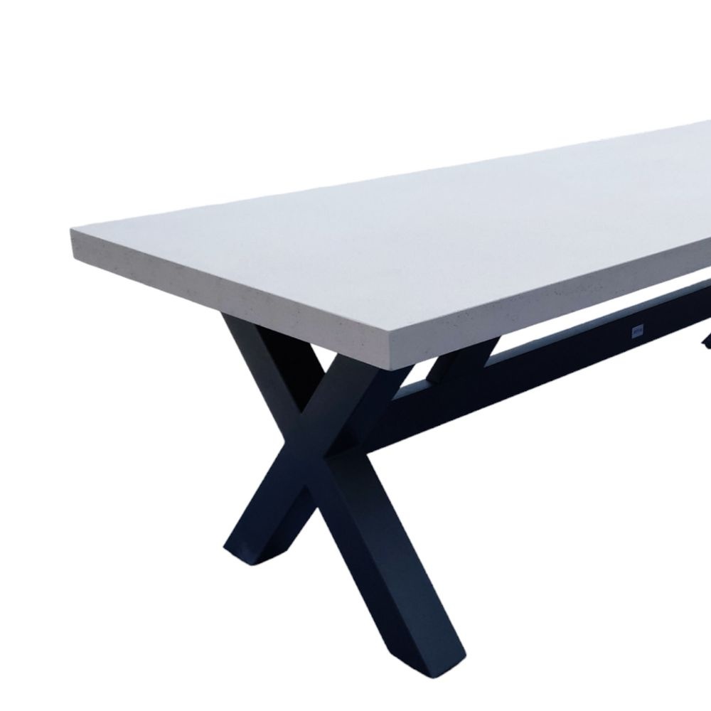 Lyon/Seville zand dining tuinset | 6 personen | betonlook + touw | 250cm
