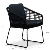 Tulum dining tuinstoel set van 6 | touw + RVS | zwart