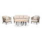 BUITEN living Palermo stoel-bank loungeset met teak tafels 5 personen | aluminium + touw | Sahara Dust | 5-delig