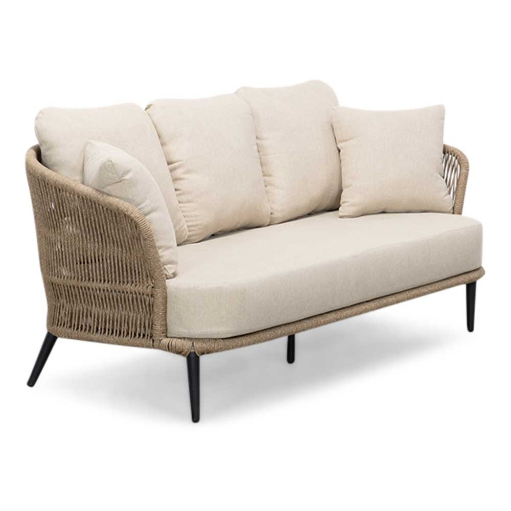 Palermo stoel-bank loungeset 5 personen | aluminium + touw | Sahara Dust | 5-delig