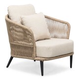 Palermo stoel-bank loungeset 5 personen | aluminium + touw | Sahara Dust | 5-delig