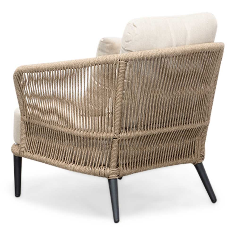 Palermo stoel-bank loungeset 5 personen | aluminium + touw | Sahara Dust | 5-delig