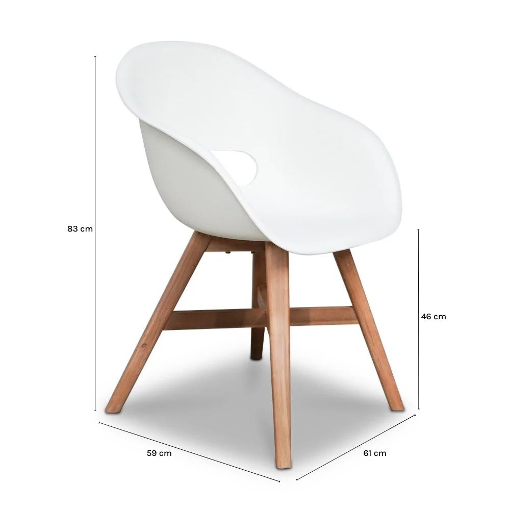 Karlstad dining tuinstoel met kussen | kunststof + hardhout | wit