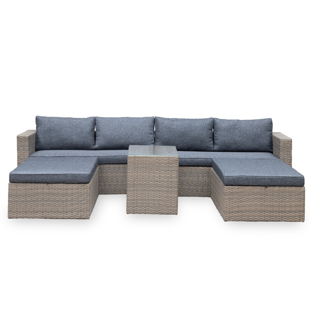Rio ligbed loungeset modulair 8 personen | wicker | Kobo Grey | 5-delig - 258x193cm