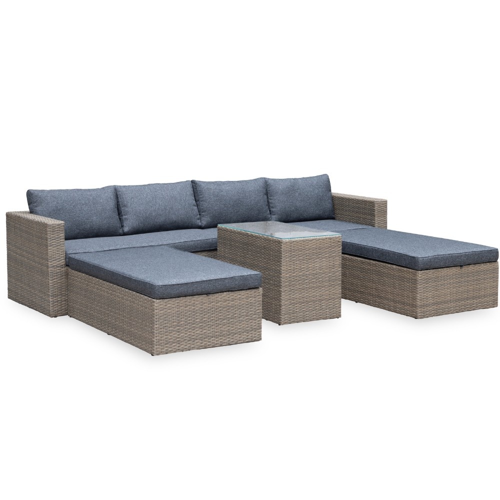 Rio ligbed loungeset 8 personen | wicker | Kobo Grey | 5-delig - 258x193cm