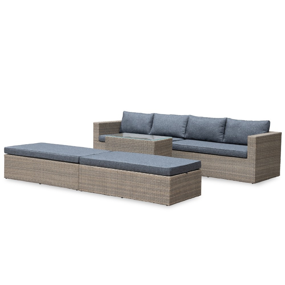 Rio ligbed loungeset modulair 8 personen | wicker | Kobo Grey | 5-delig - 258x193cm
