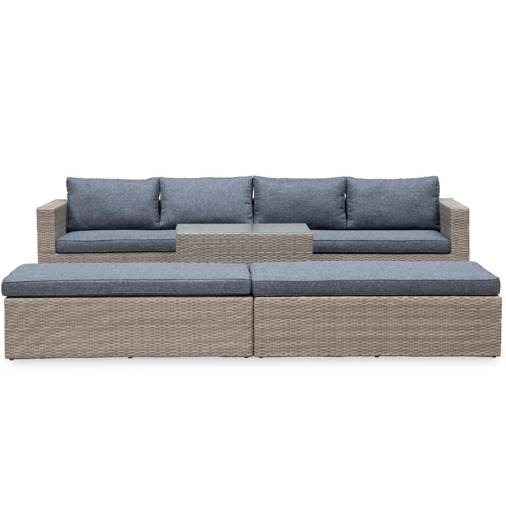 Rio ligbed loungeset modulair 8 personen | wicker | Kobo Grey | 5-delig - 258x193cm